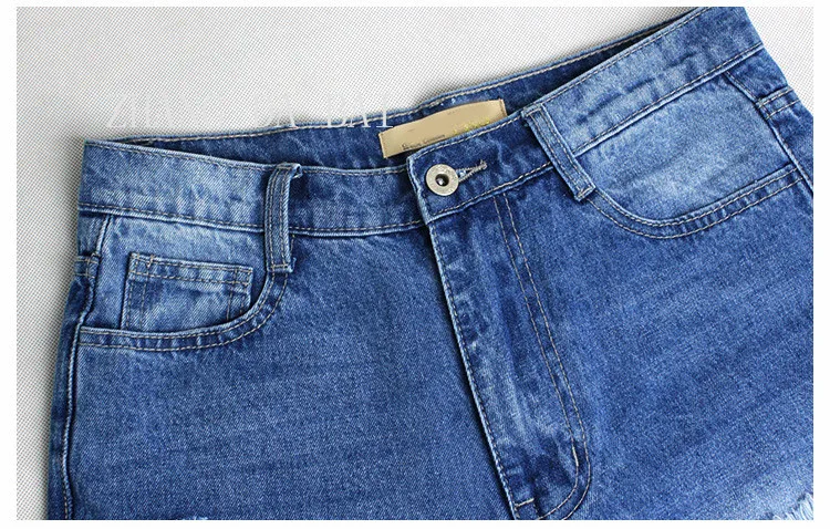Синие рваные свободные укороченные брюки женские модные джинсовые брюки с высокой талией джинсы с пайетками повседневные брюки Короткие