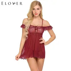 Elover 2018 белье пикантная обувь эротические Для женщин открытыми плечами Sheer Babydoll набор с-стринги ропа интерьер mujer сексуальный Эротика