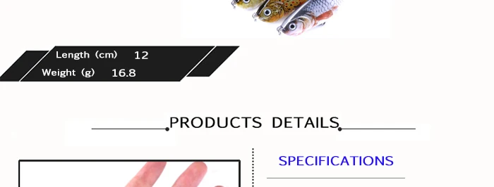Fishing Lure 4 Segments Jointed Sections Swimbait Pesca Artificial Lure Treble Hooks 12cm 16.8g Pike Perch Fishing Tackle (3)