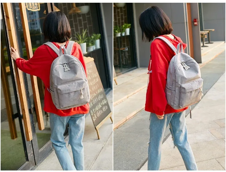 Casual backpacks women big capacity School Bags For Girls Soft Corduroy Bookbags Female Travel Rucksacks laptop backpack (13)