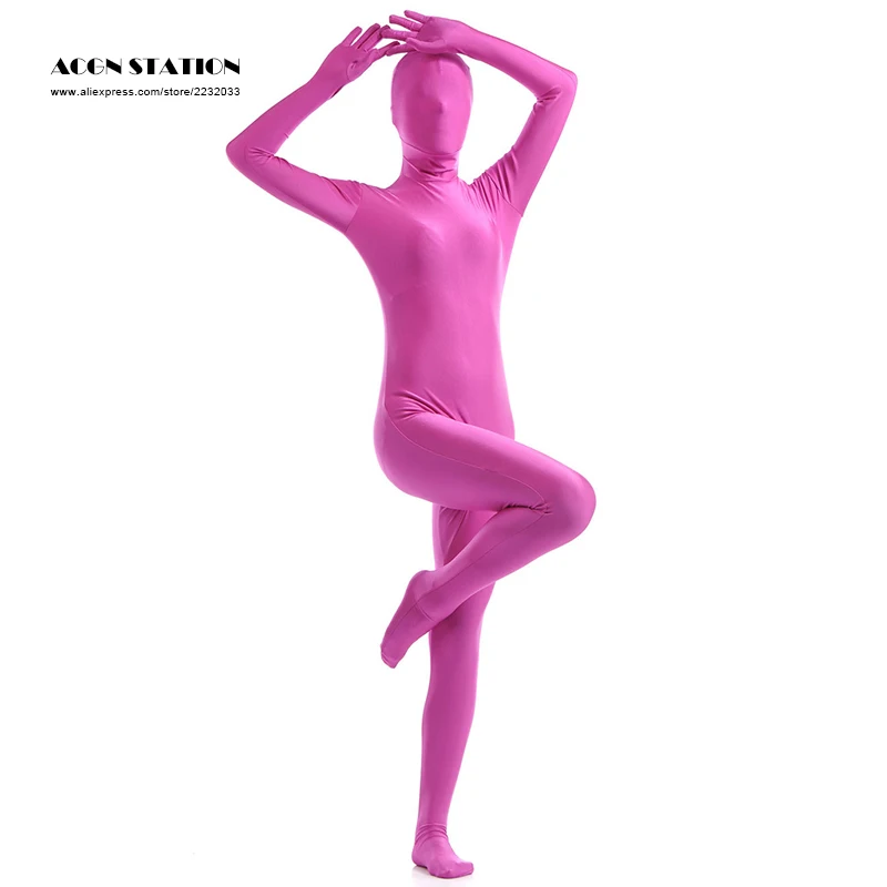 

Deep Pink Lycra Spandex Zentai Suit for Women Female Halloween Jumpsuit Romper