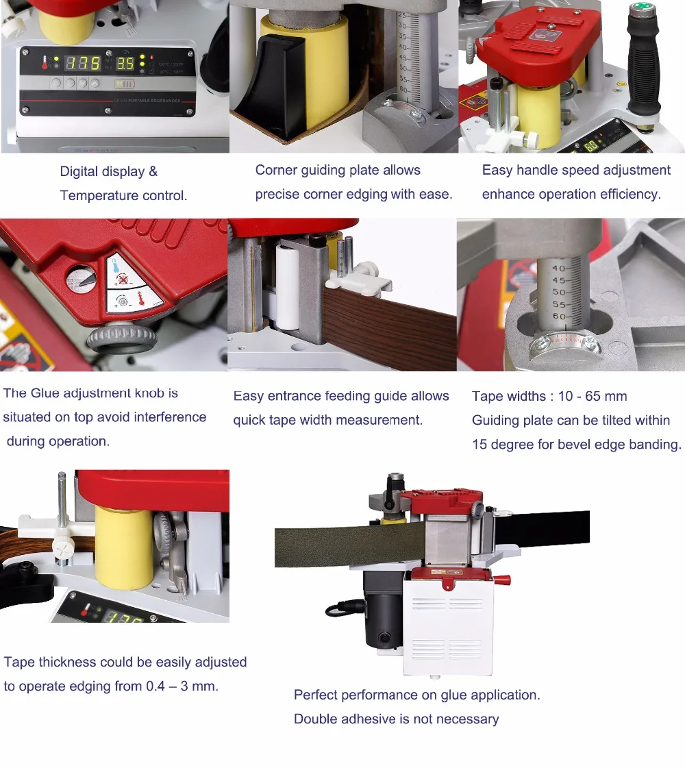 BR500 COMATIC деревообрабатывающий портативный Кромкооблицовочный станок с переменной скоростью управления Сделано в Тайване