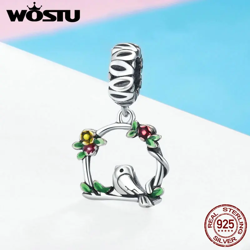 WOSTU летний бренд новинка Стерлинговое Серебро 925 пробы птица и клетка болтается