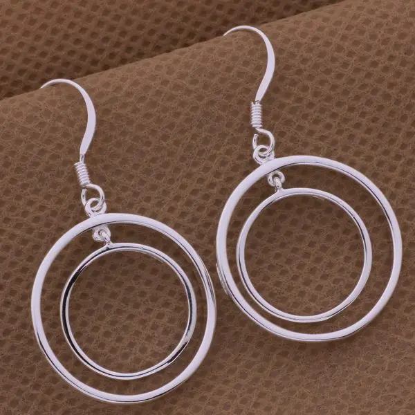 

AE472 Hot 925 sterling silver earrings , 925 silver fashion jewelry , Two bright rings /cmlaldsa awnajnua