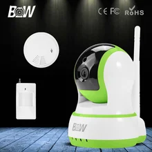 Беспроводной HD 720 P IP CCTV Камеры Wi-Fi P/T ИК Ночного видения + Инфракрасный Motion Sensor + Детектор Дыма камеры Видеонаблюдения камера
