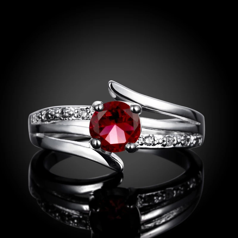 

Garilina Ring for women Pink Cubic Zirconia Fashion jewelery trinket Anniversary Silver Color Ring size 7 8 AR2158