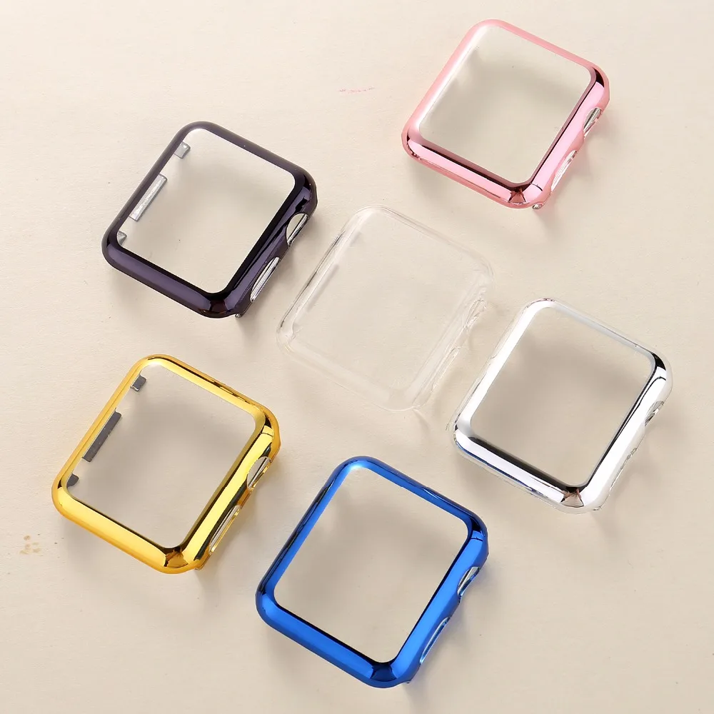 

Series 1/2/3 Watch PC Case Electroplating Plastic Cover for Apple Watch 38/42mm Black Rose Gold Screen Protector I142.