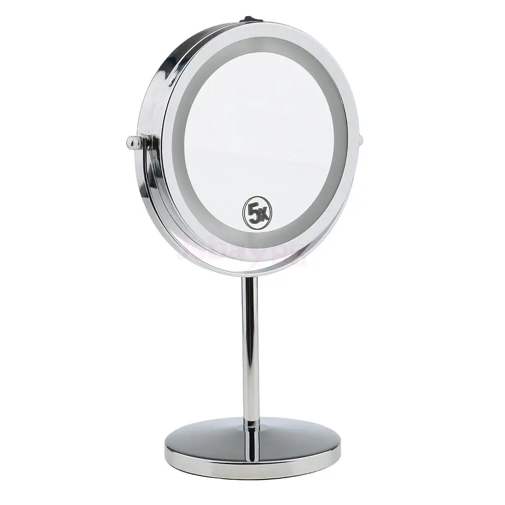 Beauty 5x Увеличительное двухстороннее настольное косметическое зеркало для макияжа, светодиодный стол с подсветкой, косметическое бритвенное зеркало заднего вида