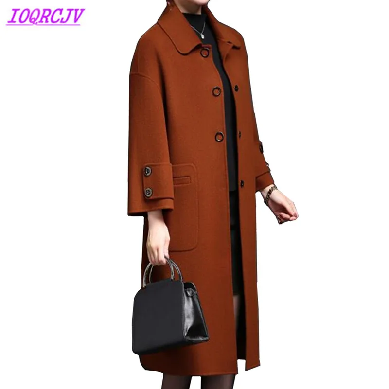 

2018 Quality Woolen Coats Women Autumn Winter Double-sided Cashmere Outerwear Temperament Female Wool Jacket Coats IOQRCJV Q024