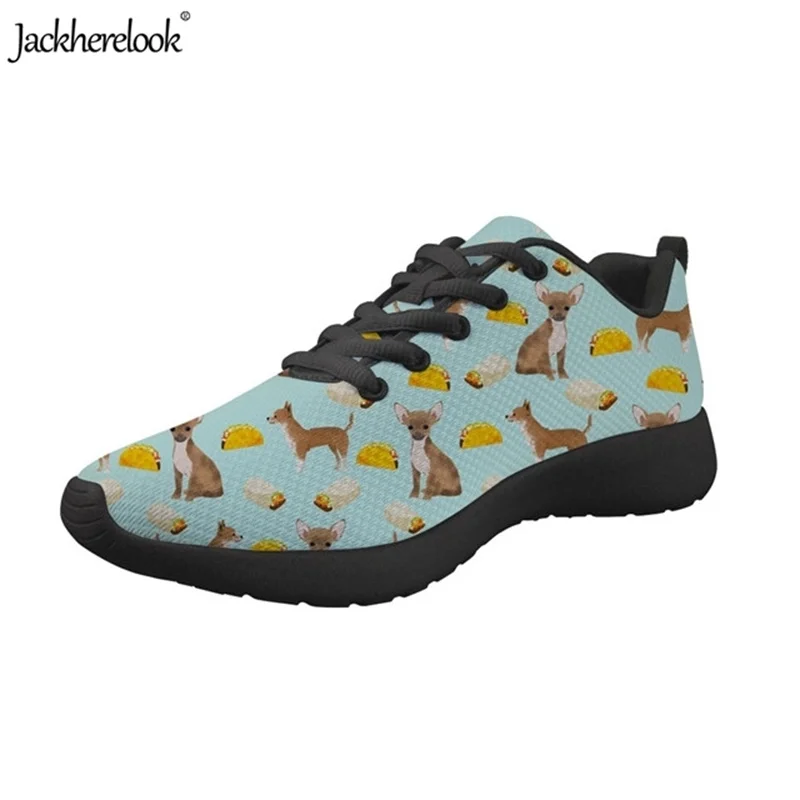 Jackherelook Adults Mesh Footwear Cartoon Chihuahua Puzzle Pattern Sports Shoes Lightweight Gym Trainers Men Shoe Athletic 35-48