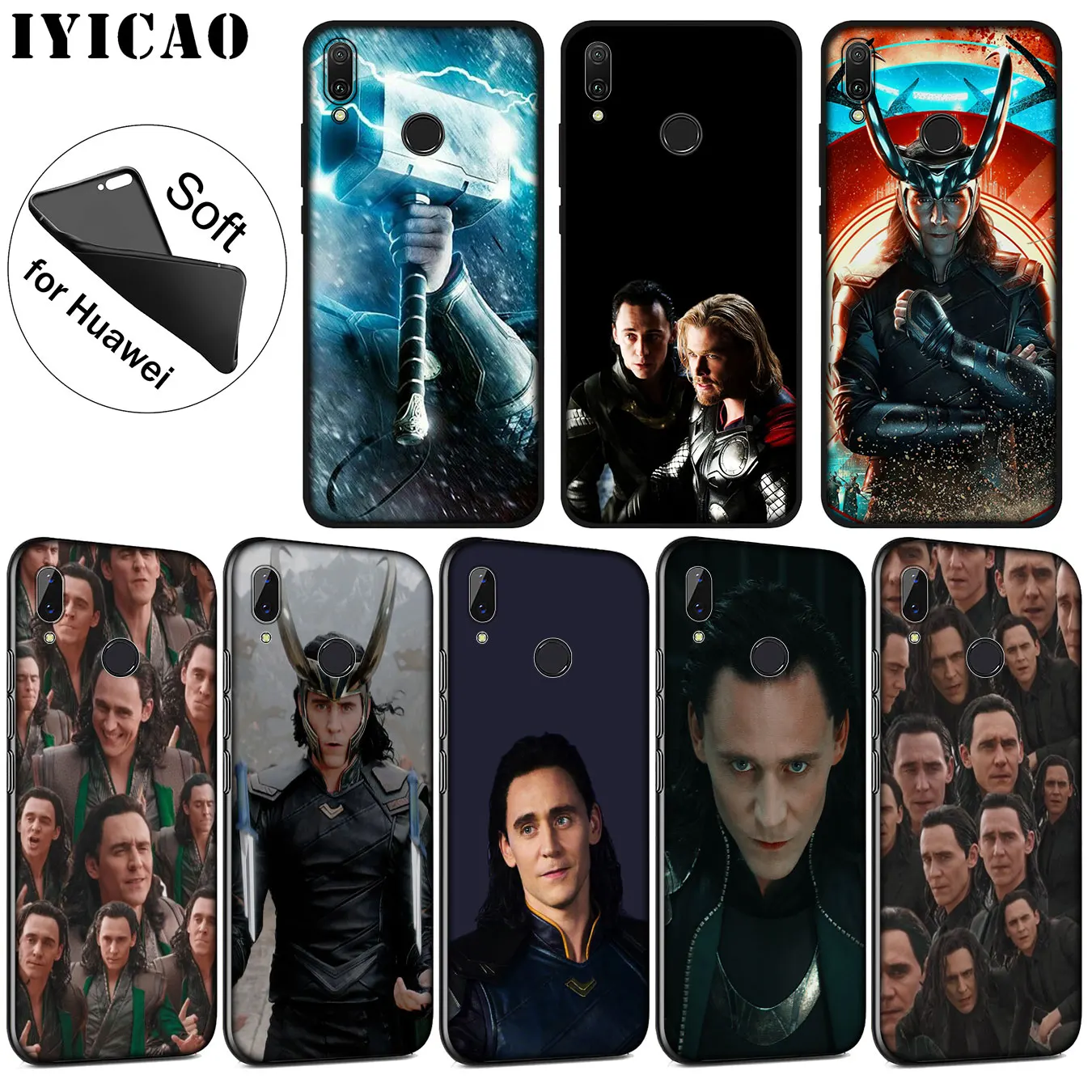 IYICAO Thor Marvel Loki Мягкий силиконовый чехол для телефона Huawei P30 P20 Pro P10 P9 P8 Lite Mini 2017 2016 2015