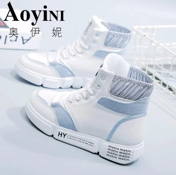 

High Top Women Sneakers 3.5 CM Thick Sole Casual Shoes Vamp Breathable Dad Shoes White Black Sapato Feminino