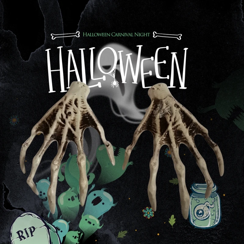 1 пара пластиковый скелет руки реквизит ведьмы руки дом с привидениями Escape ужас реквизит Хэллоуин украшения