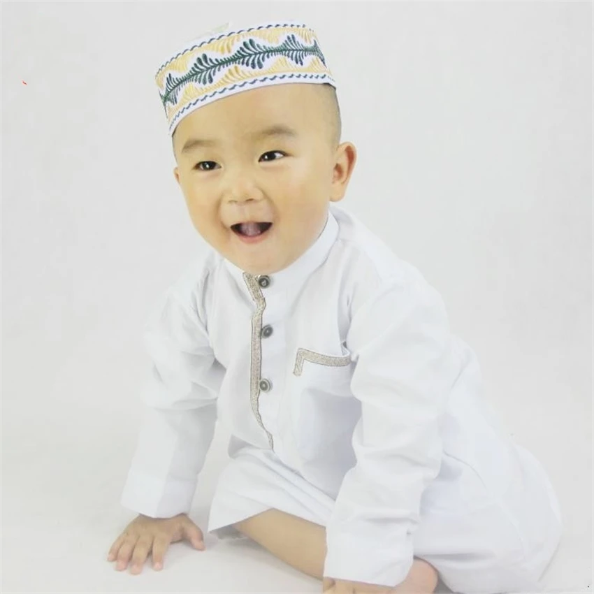 

Muslim Boys Abaya Kids Kaftan Islamic Clothing Dubai Jubba Thobe Arab Eid Mubarak Toddler 2-6 6-10 Years Old Traditional Robes