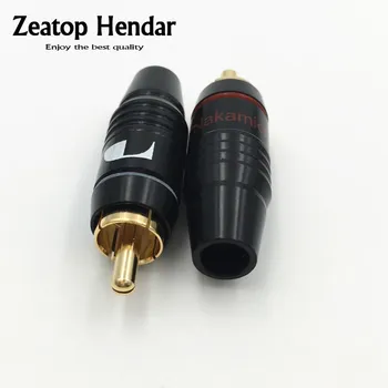 

4Pcs Brass Nakamichi RCA Male Plug Jack Audio Cable Solder Gold plated Connector for 6mm Cable