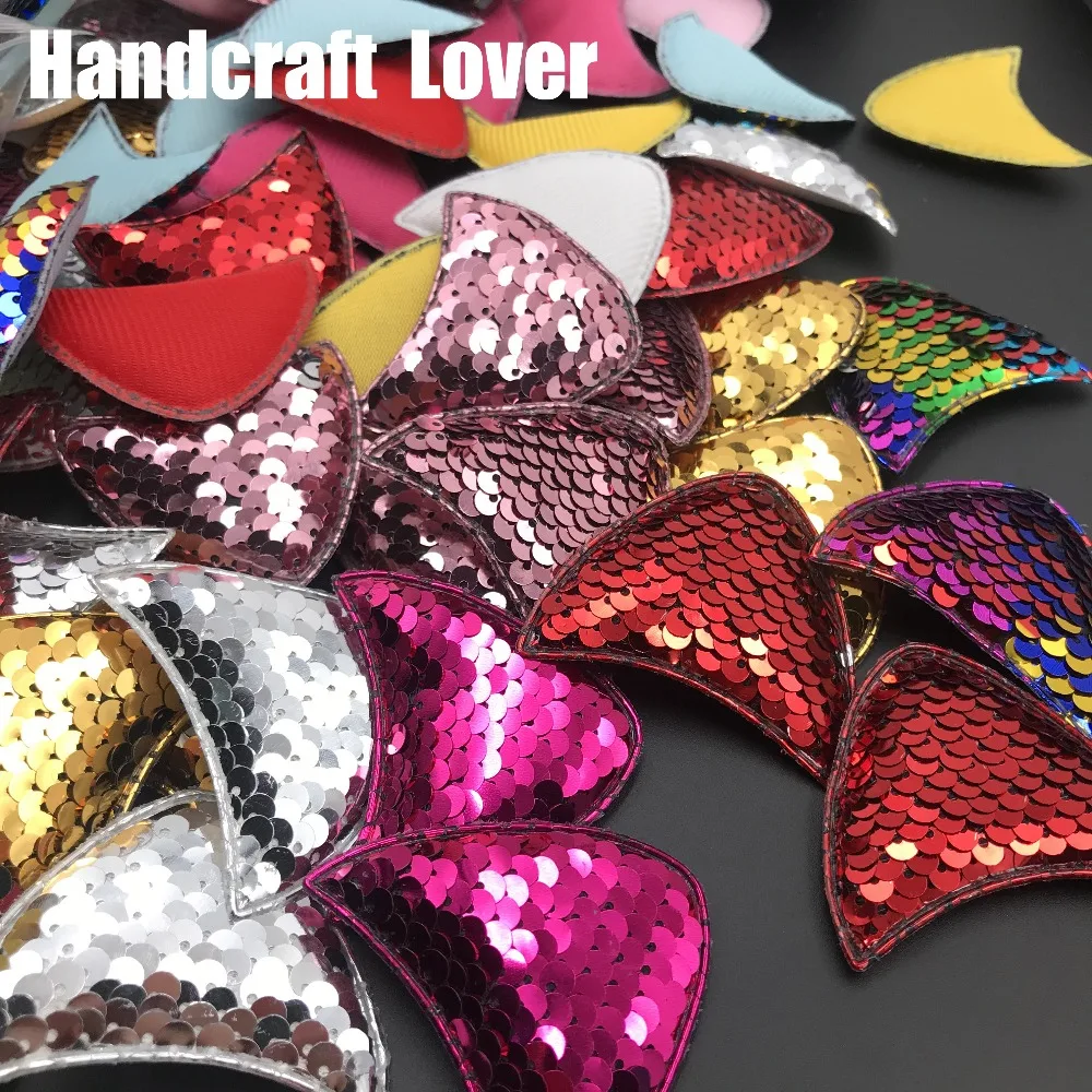 

10pcs Glitter Sequins Fabric rabbit Padded Patches Bow sequin pads DIY Crafts Clothes Hats Hairpin Ornament Accessories