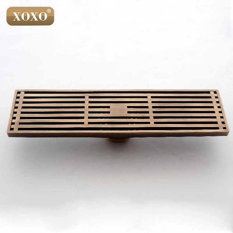 Линейный Слив для ванной XOXO 8*20 см/8*30 см в европейском стиле из античной латуни