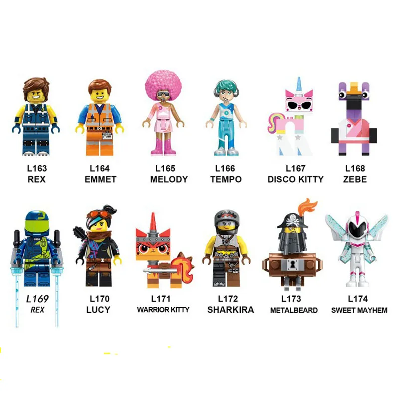 

New Compatible LegoINGlys Cartoon Movie TEMPO REX KITTY ZEBE EMMET LUCY Melody Figure Bricks Building Blocks Toys Children Gift