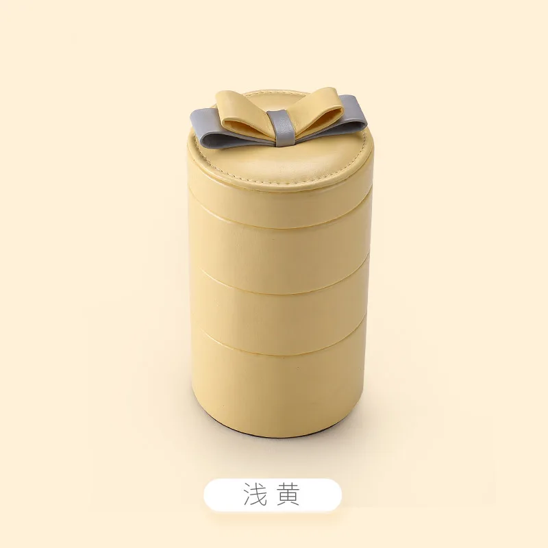 New sheepskin pattern three layers portable jewelry box lovely multi-storey jewelry storage box pu velvet jewelry box wholesale Jewelry Packaging