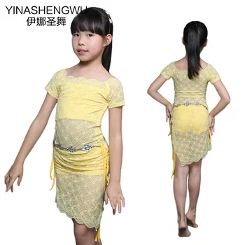 

Newest Children's Suit Belly Dance 2 Pcs Set (Top+Skirt) Indian Dance Children Lace Costumes Belly Dance Practice Dance Clothing
