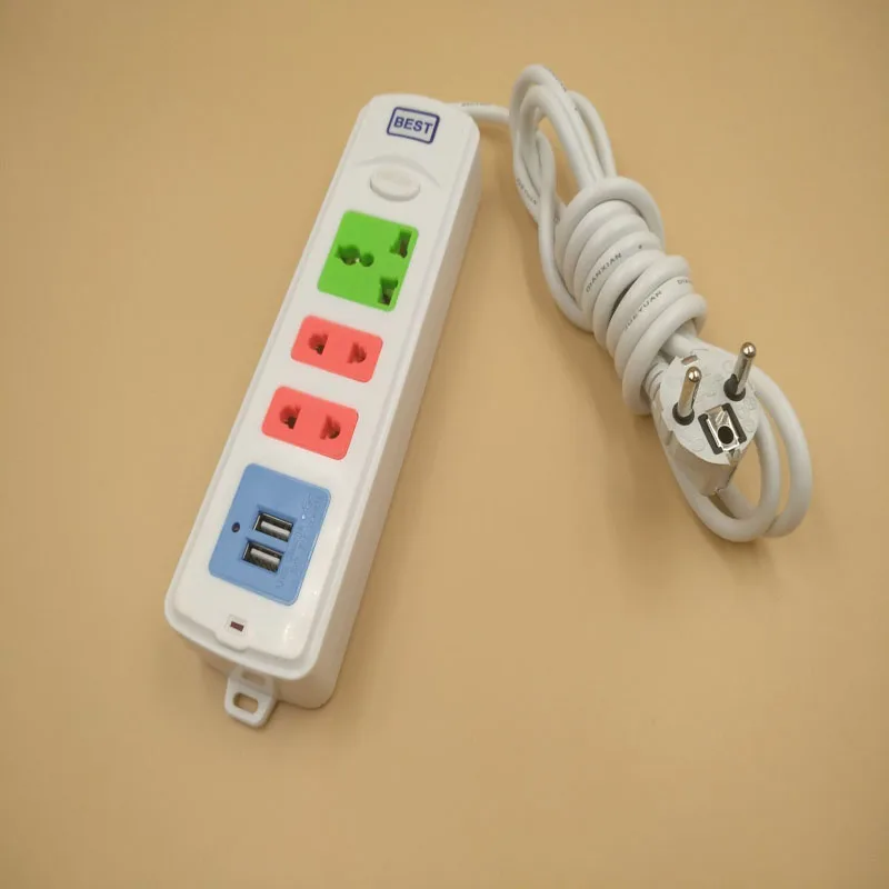 ЕС Мощность пропилен каучука прокладки с 2USB Портативный расширение гнезда