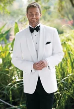 Latest Design White Mens Suits Groom Tuxedos Groomsmen Wedding Party Dinner Prom Best Man Wear Suits Blazer (Jacket+Pants+Tie)