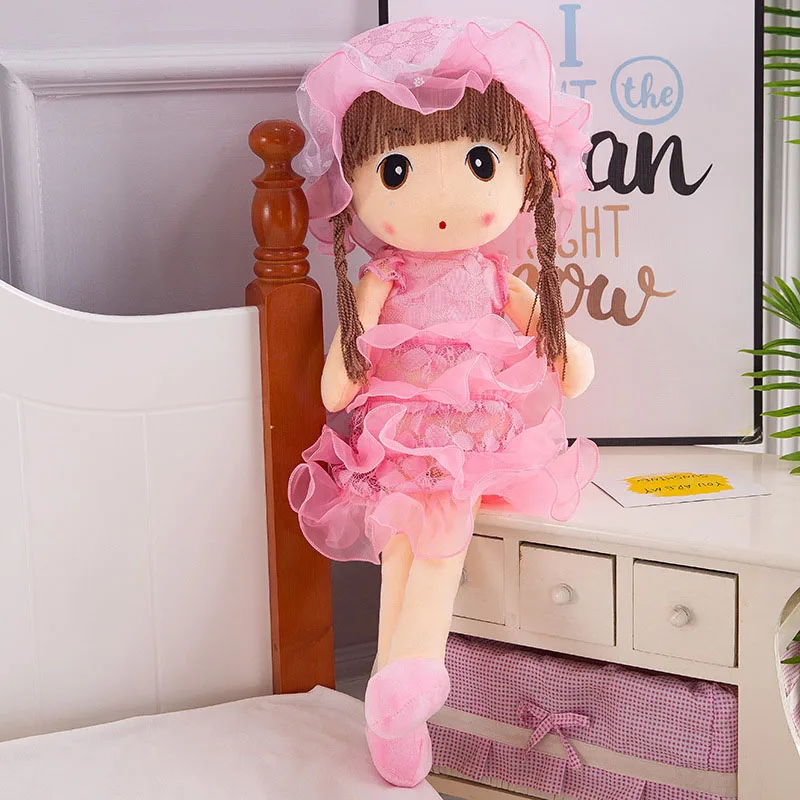 1 шт., 45 см, милые куклы, мягкие прелестная модель для девочек, плюшевая тряпичная кукла, Игрушки для маленьких детей, куклы акомпани - Цвет: Розовый