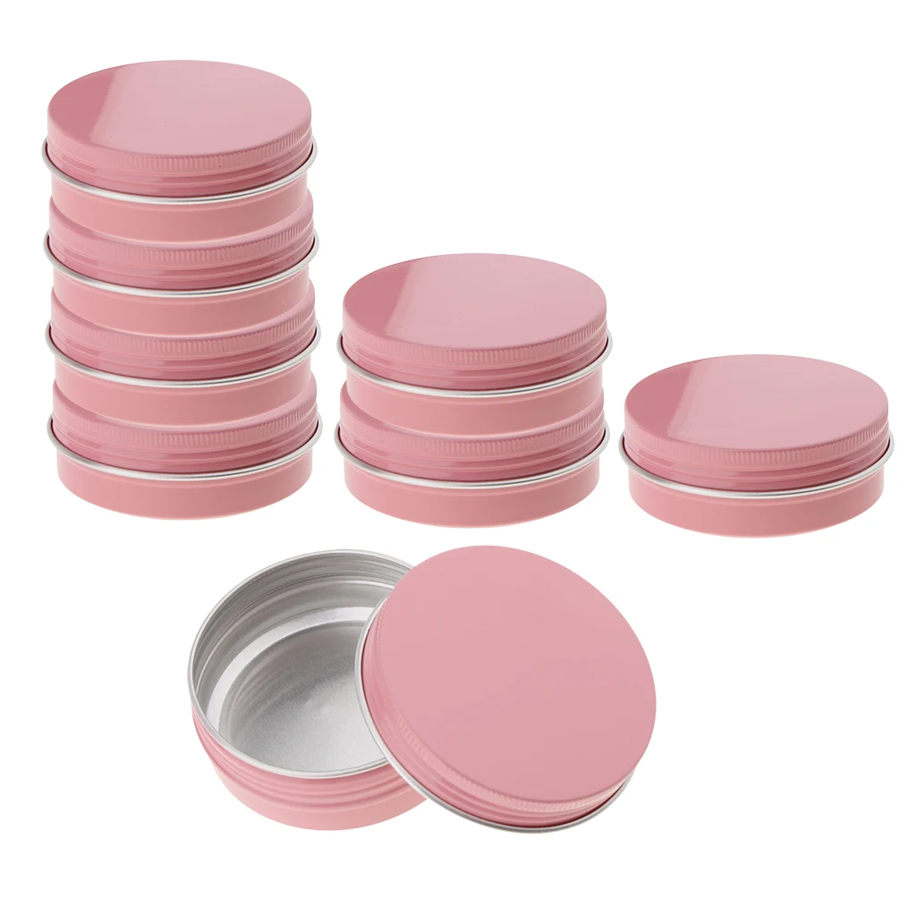 8PCS 60ml Pink Aluminium Lip Balm Pots Makeup Cosmetic Cream Jar Pot Bottle Container