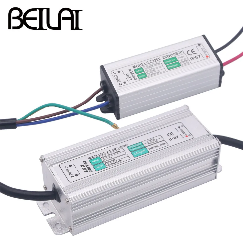 

BEILAI AC 85-265V To DC 3 -10V / DC 30 - 36V LED Driver IP67 Waterproof Lighting Transformers Power Supply 10W 20W 30W 50W 100W