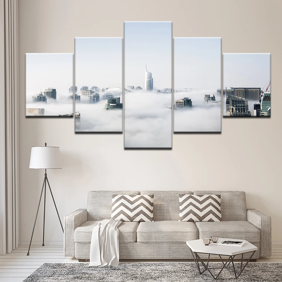 Canvas Wall Art Pictures Home Decor 5 Pieces Dubai Skyline With