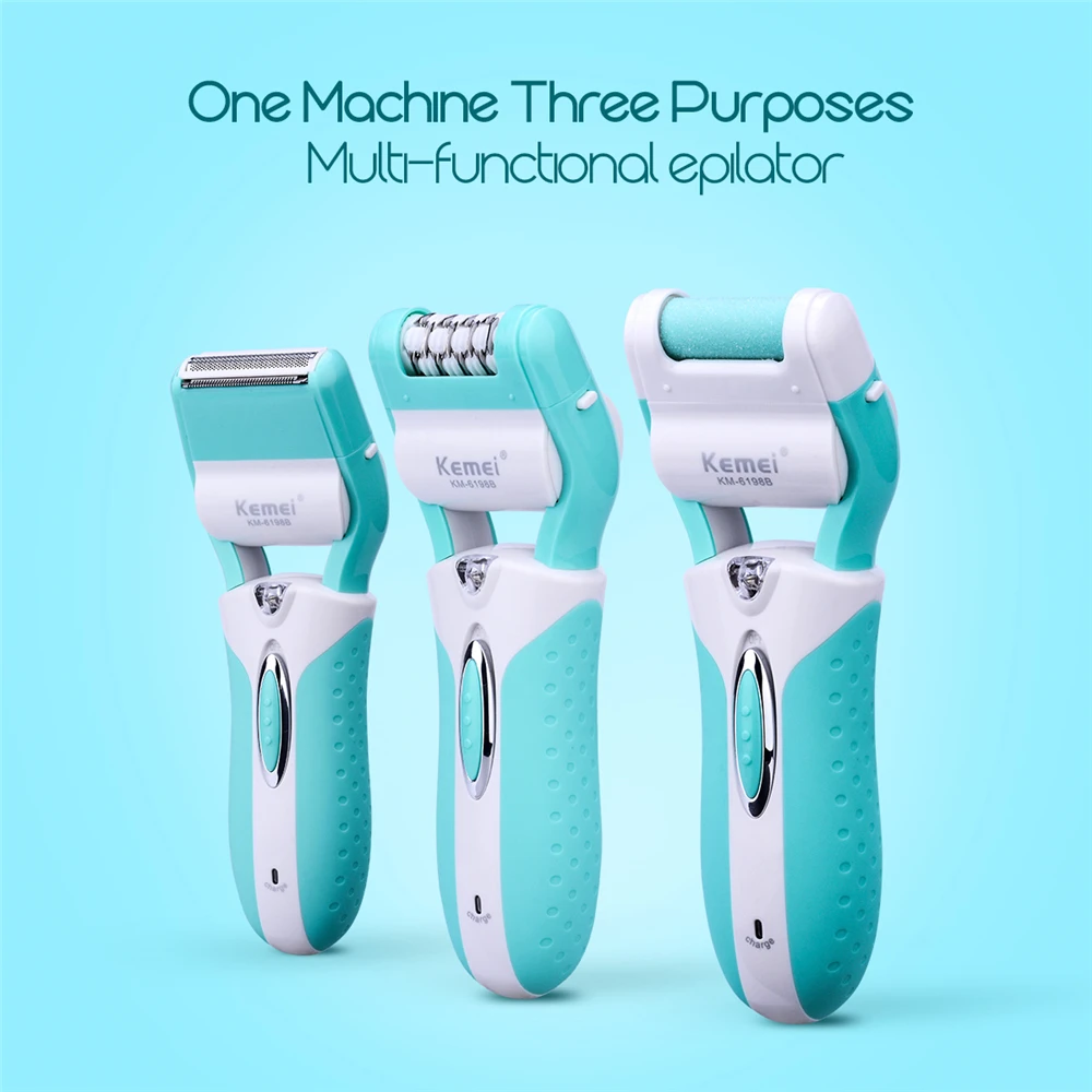 3 in 1 rechargeable lady epilator electric hair removal depilador callus dead skin remover hair shaver