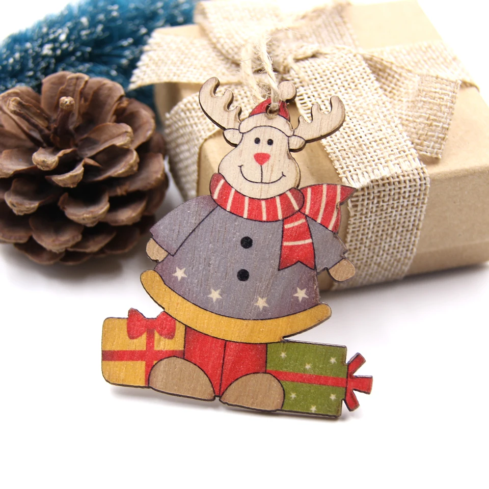 Новинка! 5 шт./лот креативные рождественские деревянные подвески, украшения DIY ремесло детский подарок орнамент с рождественской елкой для украшения рождественской вечеринки - Цвет: V-Deer