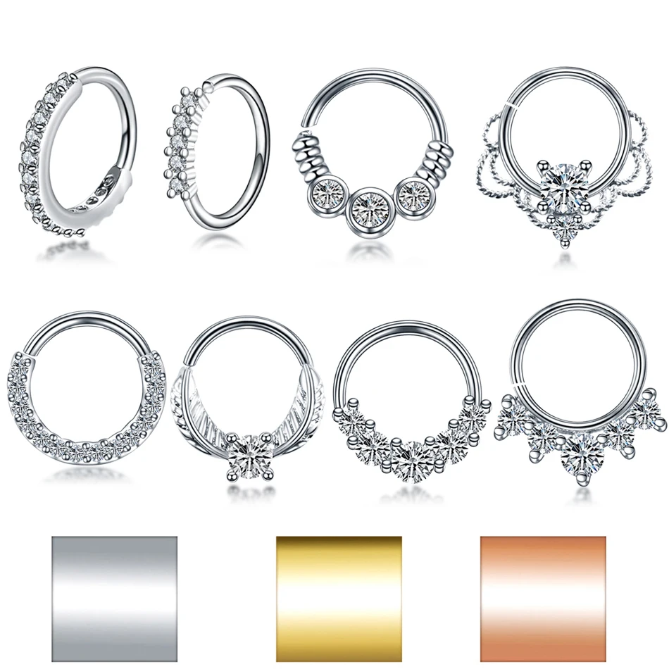 

1PC Seamless Nose Hoop Septum Rings Real Pierced Daith Cartilage Tragus Piercings Ear Helix Clicker Conch Rook Piercings Jewelry