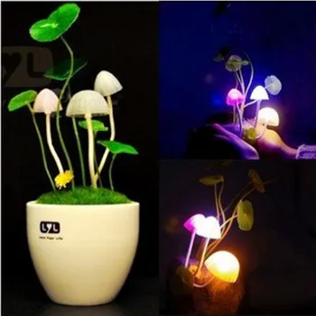 

Light Sense Control Colorful LED Fungus Mushroom Sensor Night Light Romantic Home Decoration Lighting Table Lamp Bonsai Gift