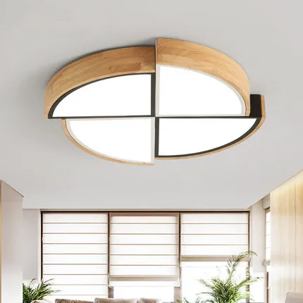 cheap New Arrival LED Ceiling Lights With Wooden Frame For Living Room Lamp Ceiling Rooms Lights Round Bedroom Lighting