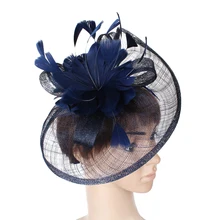 Mingli Tengda Винтаж Свадебные Hat элегантные красные свадебные туфли с перьями и цветок Шапки Свадебные украшения вводной mariage