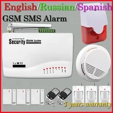Бесплатная Доставка Беспроводной GSM Главная Охранной Сигнализации Детектор Дыма 433 МГц Дверь Магнитный Детектор Движения Горячий Продавать