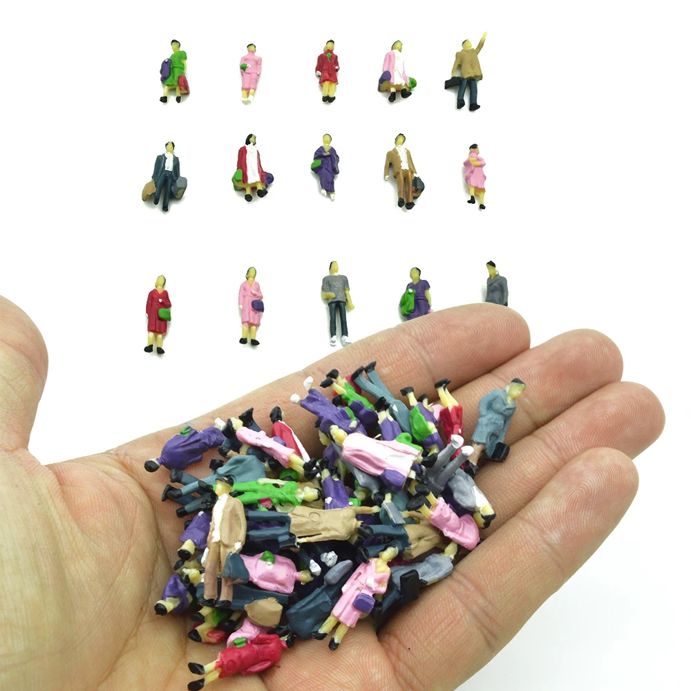 

Teraysun 200pcs HO scale 1/87 architectural model making painted color figures passegers for train railway