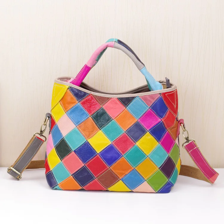 

Women Bag Leather Wholesale Multi-color Pattern Color Characteristic Tide Bag Bucket Portable Crossbody Bag Genuine Fashion Ins
