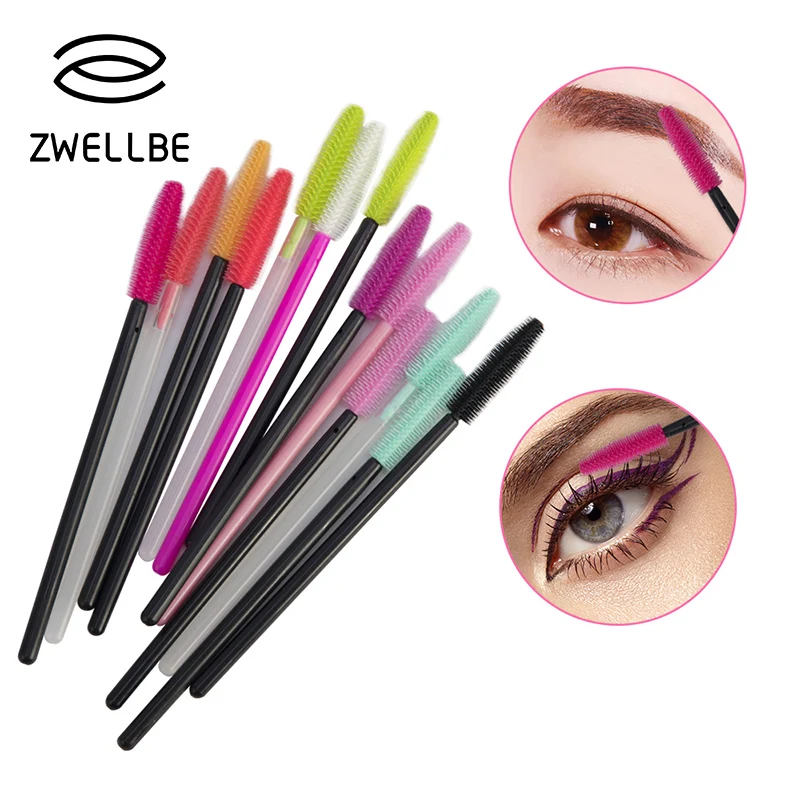 

50Pcs/lot Disposable Silicone Eyelash Brush Comb Mascara Wands Eye Lashes Extension Individual Applicator Eye Beauty Makeup Tool
