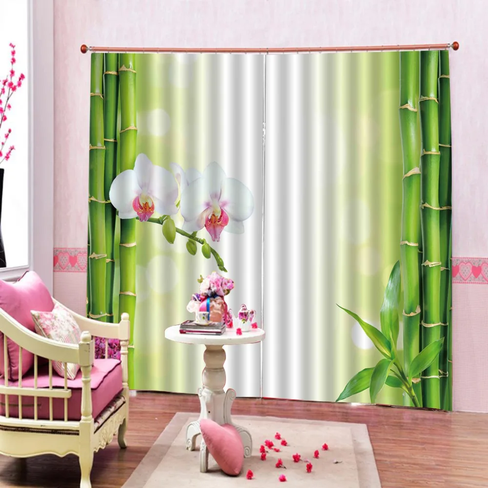 Печать с цветами 3D занавес Роскошные Затемненные окна занавески гостиной бамбуковые шторы декоративные занавески s