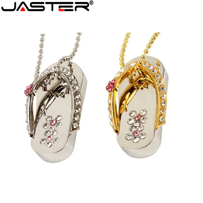 JASTER ювелирные Тапочки USB флэш накопитель 4 ГБ 8 16 32 кристалл алмаз 2 0 память Флешка