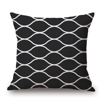 

New Products 18" Square Pillow case Black white Ripple Cushion Cover Prints Outdoor Decorative Throw Pillows Covers conjies