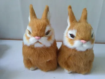 

simulation yellow rabbits model one lot/ 2 pcs plastic&faux furs 7x7x11cm rabbit handicraft prop home decoration gift d2392