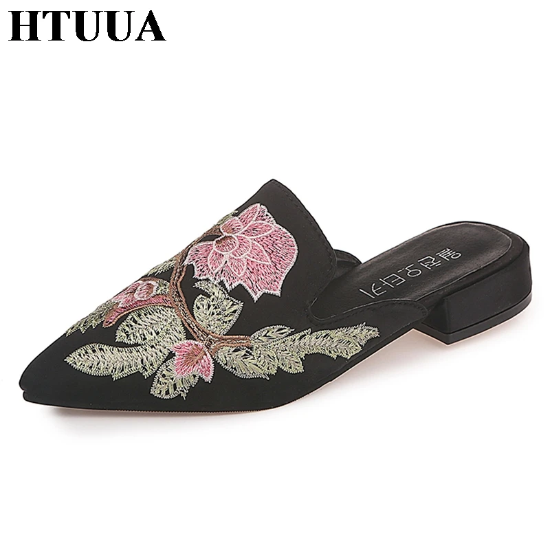floral flat mules