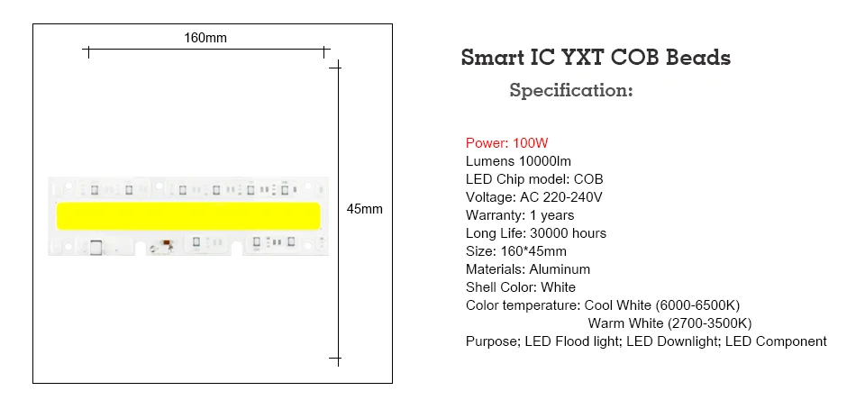 KARWEN светодиодный COB лампа 20 Вт 30 Вт 50 Вт 70 100 Вт YXT светодиодный Вход IP65 110 В 220 В Smart IC для наружного светодиодный прожектор