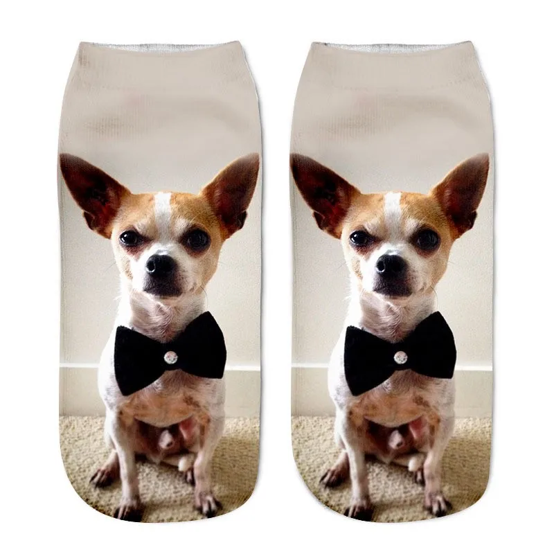 3D носки в стиле харакдзюку Мужские Женские носки повседневные Носки с рисунком собаки нейтральные низкие носки с принтом