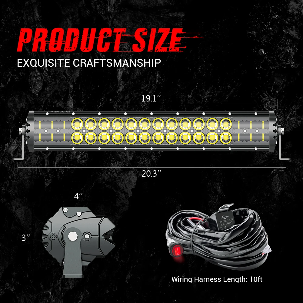 MICTUNING Upgraded M1s 19'' Aerodynamic LED Work