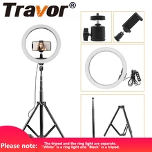 Travor 1" USB светодиодный кольцевой Светильник 160 светодиодный s с регулируемой яркостью 2700 K-5500 K круговой фотолампа и штатив для студийного фотографического светильник с кольцом