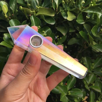 

Flame Aura Electroplating Crystal Magic Wand Point Health Tobacco Holder Smoking Pipe Healing